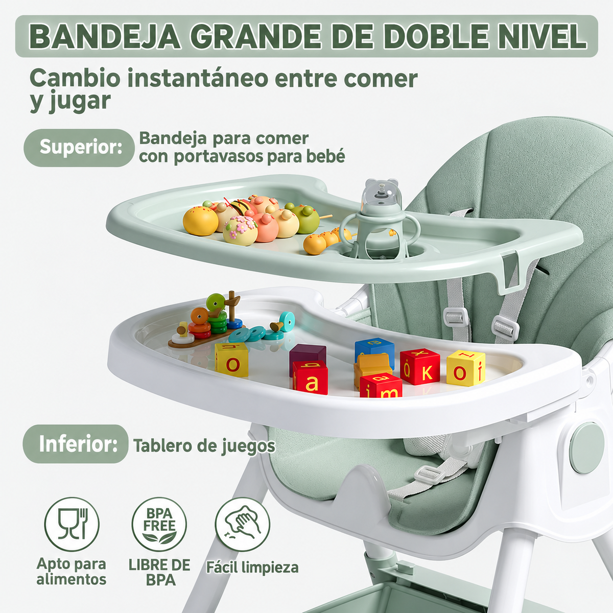 Silla Alta De Comer 3 En 1 Para Bebe