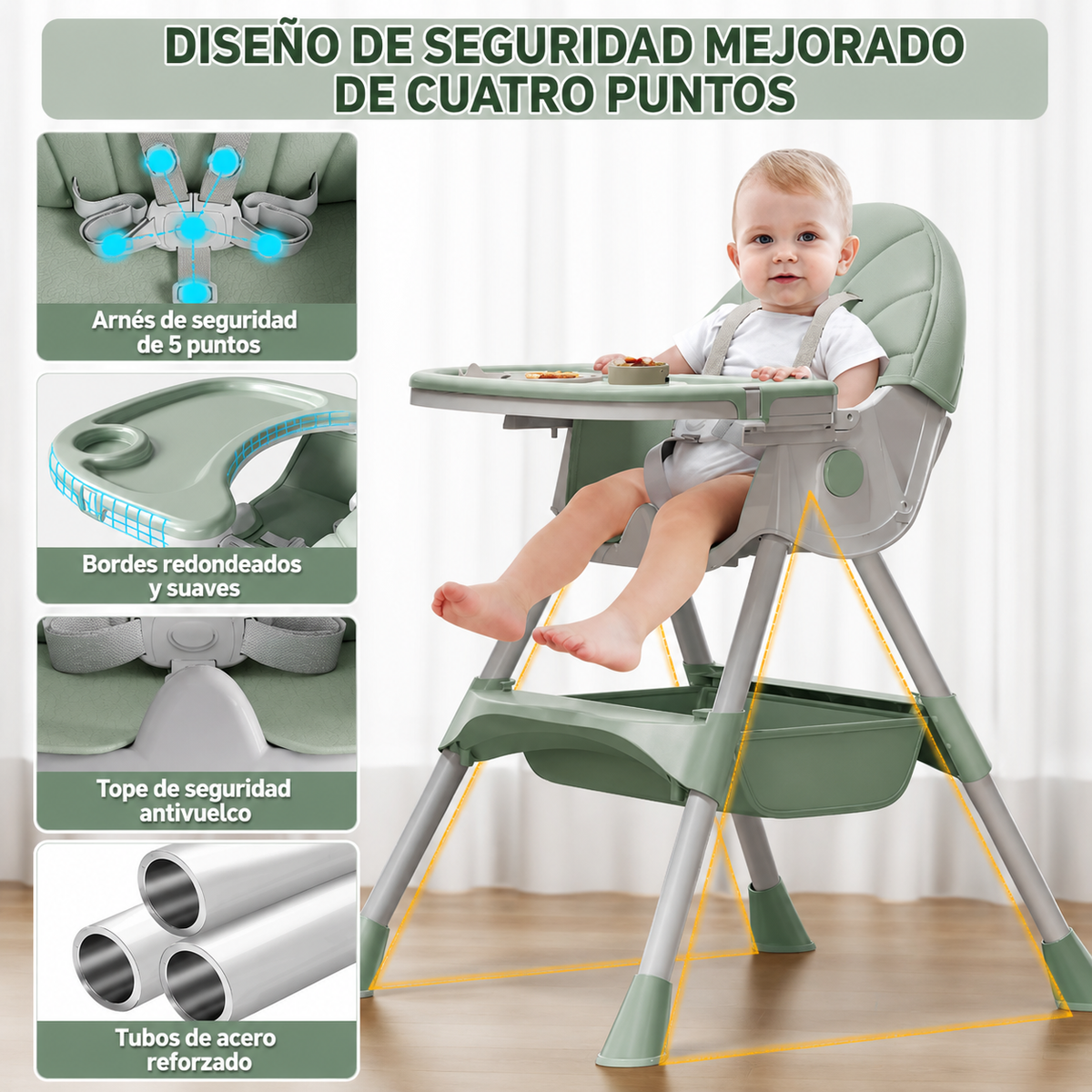 Silla Alta De Comer 3 En 1 Para Bebe