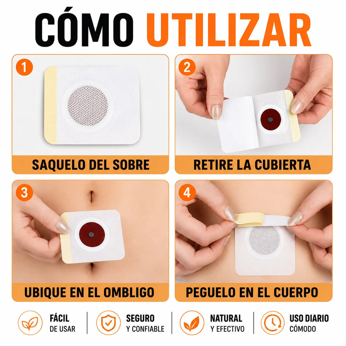 Como utilizar el parche en cuatro pasos