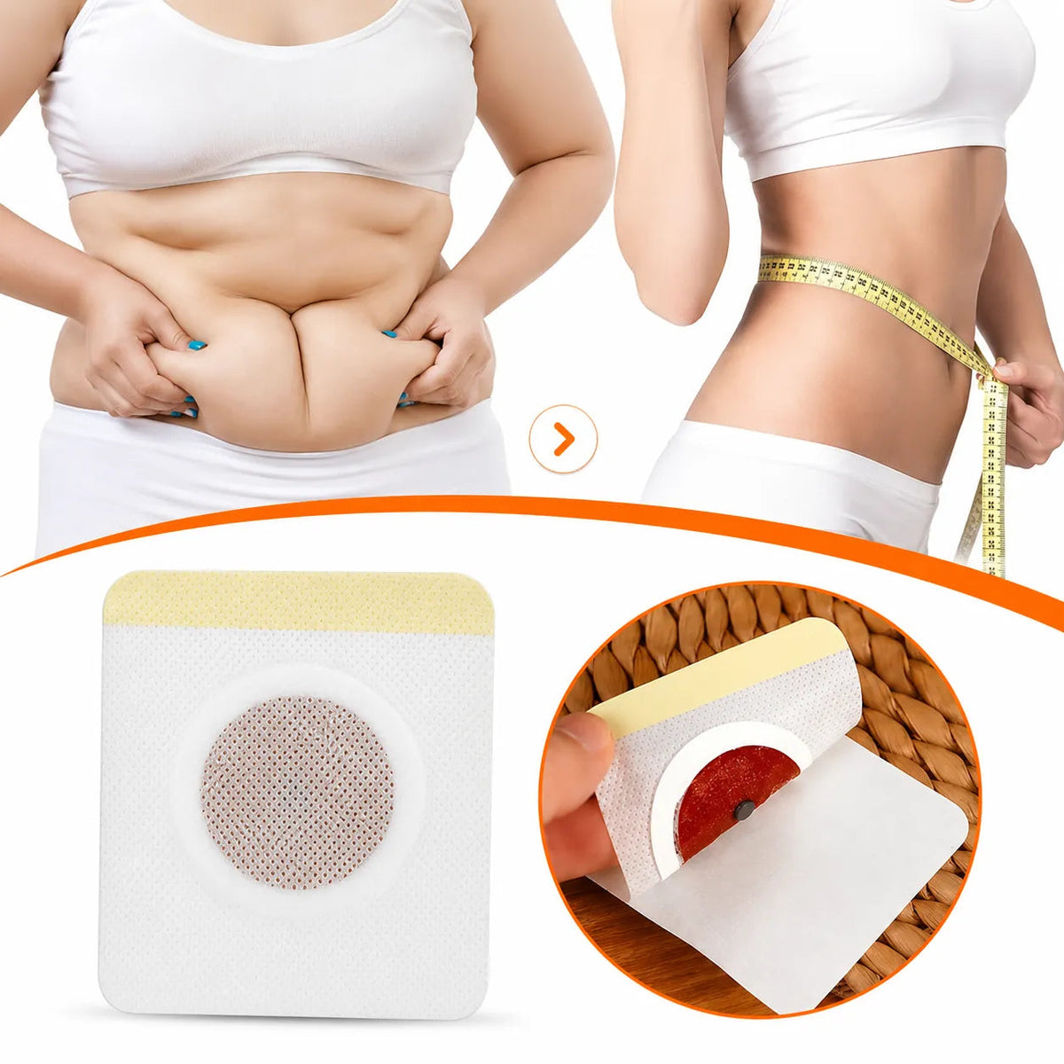 Parche Slim Patch aplicado en el abdomen